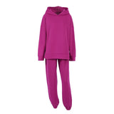 Y2K Plus Velvet Knit Suit Women Long Sleeve O Neck Hoodie With Hat Casual Loose Harem Pants 2 Piece Set Sportweaar 2021
