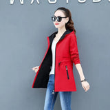Autumn Women's Trench Coat New Double-sided Wear Plus Size 5XL Hooded Mid Long Outerwear Female Windbreaker Basic