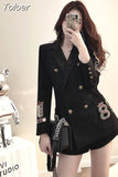 Fashion Elegant Casual Slim Spring Autumn Women t Long Sleeve Pocket Harajuku Blazer Shorts Pants