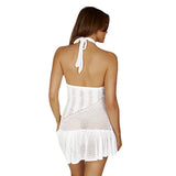 Summer New Sexy Hollow Knitted Knitted Back Leaves Side Slinging Dress Dress