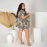 Plus Size 3 Piece Set Women's Clothing Summer Clothes Print Shorts Sets TShirt Matching Suit Wholesale Dropshipping