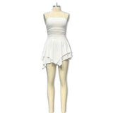 Women's Solid Color Hanging Neck Fold Design Sense Of Irregular Short