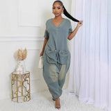 Women's Loose Jumpsuit Women's Fashion Personality Big Pocket Wash Denim