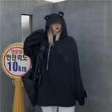 QWEEK Frog Hoodie Women Doll Zipper Sweatshirts Oversized Cute Tops Kawaii Tracksuit Long Sleeve Pullover Korean Style