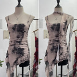 Spice Girls Irregularly Designed Lotus Leaf Edge Ribbon Sling Vest Tie Mesh Folding Top