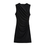 Homemade New Women's Classic Folded Decorative Short Dress