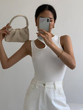 y2k White Cut Out Women's Tank Tops Sleeveless Slim T Shirts Female Clothing 2023 Summer Fashion crop top women camisetas-Outfit
