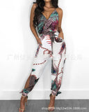 New Feather Positioning Printing E-Commerce Wish Sleeveless Jumpsuits From Stock-Outfit