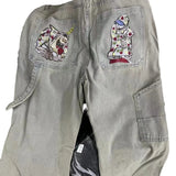 Trend Hip-Hop Funny Printed Jeans Men's And Women's High Street Fashion Loose Wide-Legged Floor Pants-Outfit