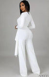 Knit V-Neck Irregular Top and Pants Elegant 2 Piece