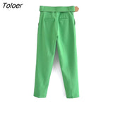 Women Fashion Solid Colors Ankle Length Pants Chic Business Trousers Office Lady Zipper Fly Pantalones Mujer Pants