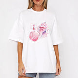 Print A Wide-Cut Short-Sleeved Women's T-Shirt Large Version Of Casual T-Shirt
