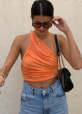 One Shoulder Pleated Party Crop