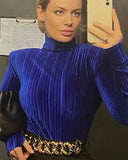 Sexy Rib Velvet High Neck Backless Long Sleeve with Mittens Fingerless