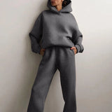 Tracksuit Suit Autumn Fashion Warm Hoodie Sweatshirts Two Pieces Oversized Solid Casual Hoody Pullovers Long Pant