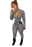 Houndstooth Print Cut Out Bodycon