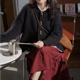 Horn Button Sweater Jacket New Style Loose Lazy Wind Round Neck Sweater Trend In Autumn And Winter-Outfit