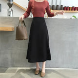 Elegant Office Lady Quality Glossy Satin Skirt Plain Shiny Fashion Solid High Waist Female