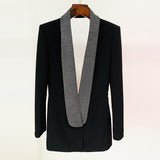 New Star Fashion INS Personality Exposed Hot Diamond Green Fruit Collar Long Blazer