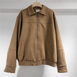 Women's 2025 New Retro Collar Imitation Leather Jacket Casual
