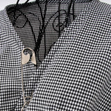 Casual Black Two Piece Set Women V Neck Long Sleeve Houndstooth Dress High Waist Mini Skirts Slim Women's Suit