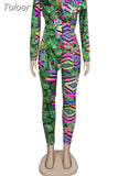 Camo Printed Vintage 2 Piece Outfit Women Long Sleeve Blazer Top+Long Socks Sweatsuits Autumn Winter Matching Set