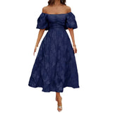 Women's Summer New French Ponmp Dress Soaked Sleeves Waist Temperament
