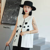 Small, French, Beautiful, Chic, Unique Design, Fragrant Style, White Sleeveless Embroidered Waistcoat Woman-Outfit