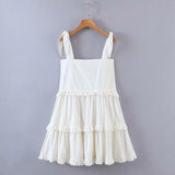 Women's Ruffle Maxi Dress 2021 Retro Ruffles Sleeveless Solid Cake Pleated Dress Pendulum Vacation Loose Strapless