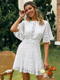 Spring / Summer New Front Piece Lace Dress INS Hem Cuff Lace Fringed Dress-Outfit