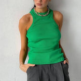 Tops Women Yellow Casual Vest Sleeveless Camis Shoulder Women's Tank Top Ribbed Knitted Tops Summer Woman Shirts Tank Top-Outfit