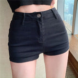 Waisted Denim Shorts Women Solid Split Short Jeans Summer Slim Mini Shorts Feminino Ropa De