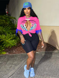 Summer Clothes Streetwear Short Sleeve Crop Tops Women 2022 O Neck Feather T Shirts Tees Female Bandage Graphics T