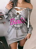Print Lace-Up Long Sleeve Shirt