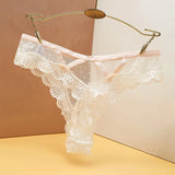 Lace Mesh T-T-Shirt Female Transparent Hollowless Low-Waisted Cotton Crotch Triangle