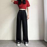 silk wide-legged pants female summer show thin thin section of tall waist drape leisure pants suit pants straight wide