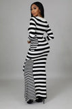 Sexy Stripes Square Neck Long Sleeve Mermaid