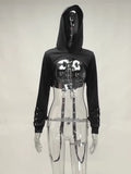 Spring Women's Wear New Buttonhole Strap Hooded Long-Sleeved Dark Gothic Halloween Sweater-Outfit
