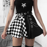 Dark Girl Is A Hit Color Thousand Bird Plaid Spliced Skirt 2023 Spring Sexy High Waist Half-Outfit