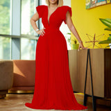 Summer Flying Sleeve Temperament Folding Deep V Collar Drag