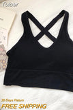 2023 Summer Women Cross Halter Crop Tops Knitted Sexy Camis Tank Top Female Bare Midriff Underwear Tops