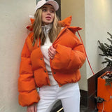 Graduation party gift Casual Hooded Parkas Women Long Sleeve Single Breasted Short Stand Collar Coat New Winter Fashion