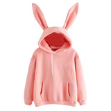 Autumn Winter Women Hoodies Kawaii Rabbit Ears Fashion Hoody Casual colors Solid Color Warm Sweatshirt Hoodies For