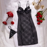 New Women's Black Mesh Perspective Sling Dress Sexy Waist