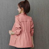 Windbreaker 2021 Autumn New Korean Wild Stand-Collar Short Jacket Female Student Windbreaker Coat Lining Plus Size