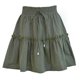 Summer Solid Sexy Mini Skirt Women Fashion Lace-up Plus Size Ruffle Boho A Line Skirt Ladies High Waist Skirt Jupe