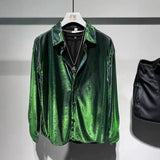 Men's Fried Street Long-Sleeved Shirt 2025 Spring And Autumn New Loose Handsome Bright Outside Wearing Shirt