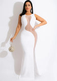 Sleeveless Patch Beaded Mermaid Long Evening
