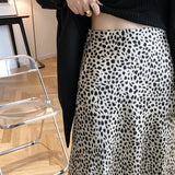 Leopard-print Skirt Female 2022 Summer High Waist Hip-covered Fish Tail A- Line
