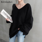 2021 Autumn Winter Korean Style V-Neck Womens Knitted Sweaters Regular Winter Clothes for Women Warm